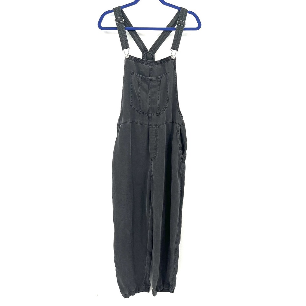 Aerie charcoal gray lyocel front pocket boho cottagecore coastal overalls L